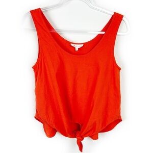 Lou & Grey Loft red/orange Linen blend tie front tank size: XS